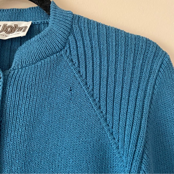 St John•DAMAGED blue knit button up cardigan blouse - Picture 6 of 12